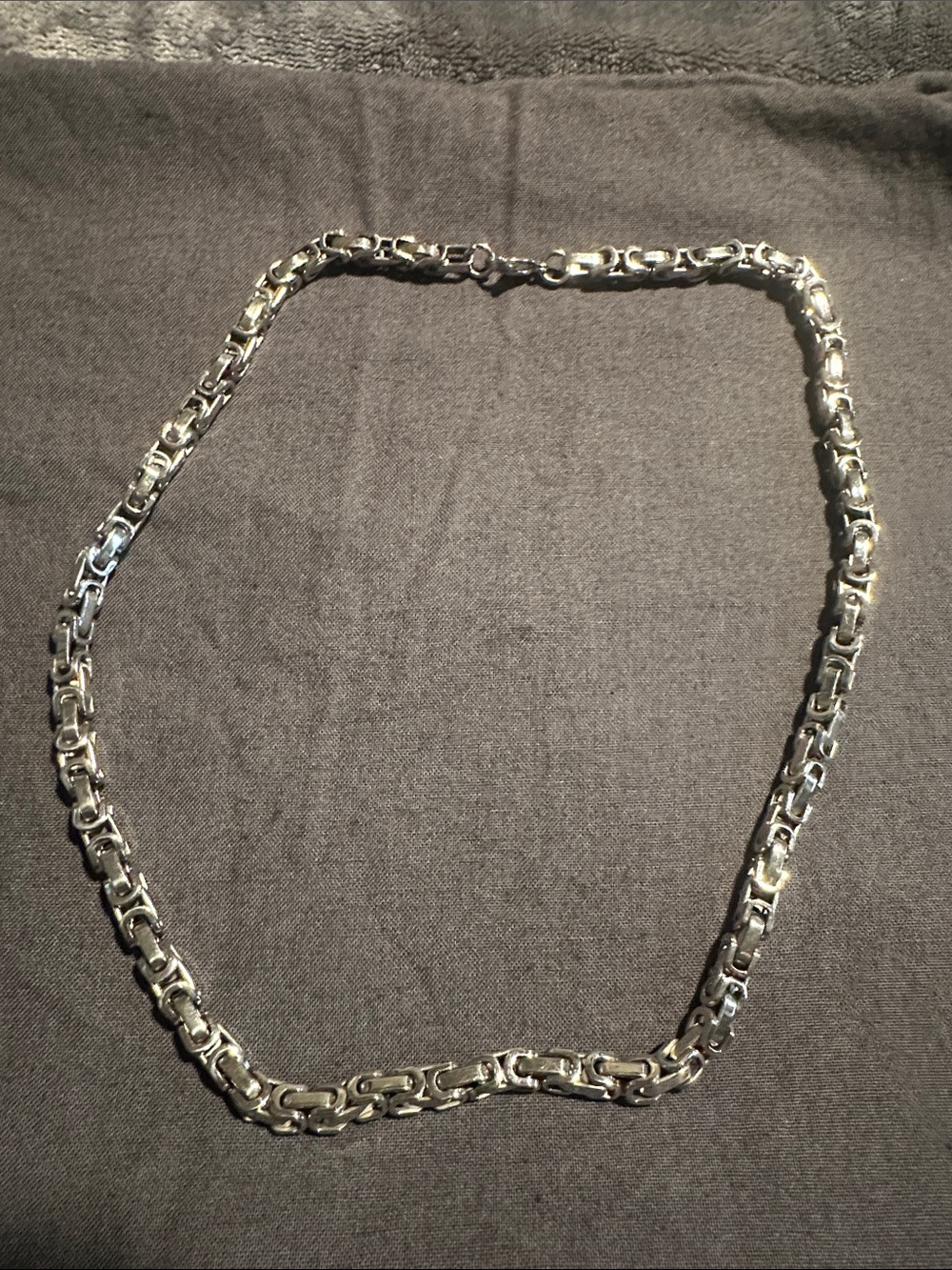 Mens Stainless Steel Byzantine link chain necklace